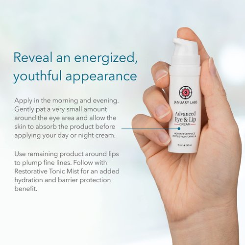January Labs Advanced Eye and Lip Cream, High-Performance Eye Cream for Dark Circles and Puffiness, Nourishing Lip and Under Eye Cream for Wrinkles, Tri-Peptide Blend for Youthful Glowing Skin, 15mL