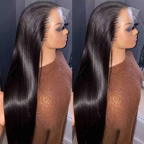 Metamuclia Straight Lace Front Wigs Human Hair Pre Plucked 180% Density 13x4 Frontal Wigs 26 Inch HD Transparent Lace Wig 10A Brazilian Virgin Wigs for Women with Baby Hair Natural Hairline