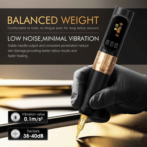 Ambition Sally 270 Rotary Tattoo Gun, Wireless Tattoo Machine with Adjustable Stroke 1300 mAh Battery 270 g.cm Torque Coreless Motor, Permanent Makeup Tattoo Pen for Eyebrow Eyeliner Lips SMP Artists