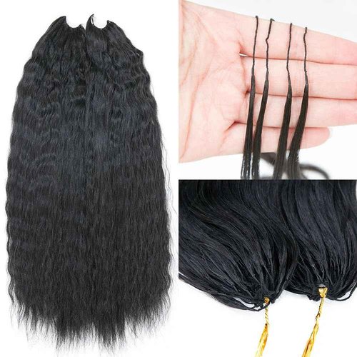 RHEANNA Feather Crochet Human Hair Extensions Wet and Wavy Knotless Pre-Separated Crochet Hair Extensions Human Hair With String In The Middle Braid 16inch 120g