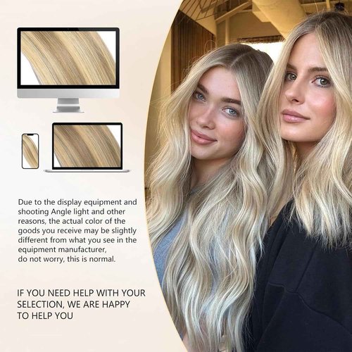 MioYio I Tip Hair Extensions Human Hair 30G/Pack Human Hair Itip Human Hair Extensions #16/60 Pre Bonded Extensions Long Straight Highlight Blonde 18Inch