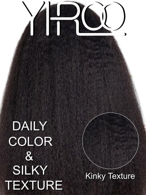 YIROO Hair V Part Wig Human Hair Kinky Straight Wig No Leave Out Upgraded U Part Wigs for Women 12A Yaki Straight Glueless Wear And Go V Shape Clip in Wigs Beginner Friendly 150% Density 18 Inch