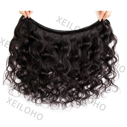 XEILOHO 12A Body Wave Bundles Human Hair 20 22 24 inch Brazilian Virgin Hair Bundles 100% Unprocessed Human Hair Body Wave Weft Extensions Quick Weave Hair Natural Black