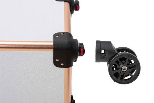 Channcase 4 in 1 Portable Traveling Aluminum Professional Makeup Trolley Cart with Multiple-Sized Compartments and Wheels (Gold with White)