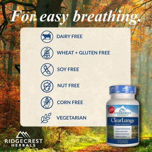 RidgeCrest Clearlungs Extra Strength, Homeo/Herbal Decongestant , 120 Veg Capsules
