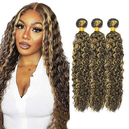 Habiliana Bundles Human Hair 22 24 26 Inch Jerry Curly P1B/27 Human Hair Bundles 12A Unprocessed Brazilian Virgin Quick Weave Hair Extensions for Black Women