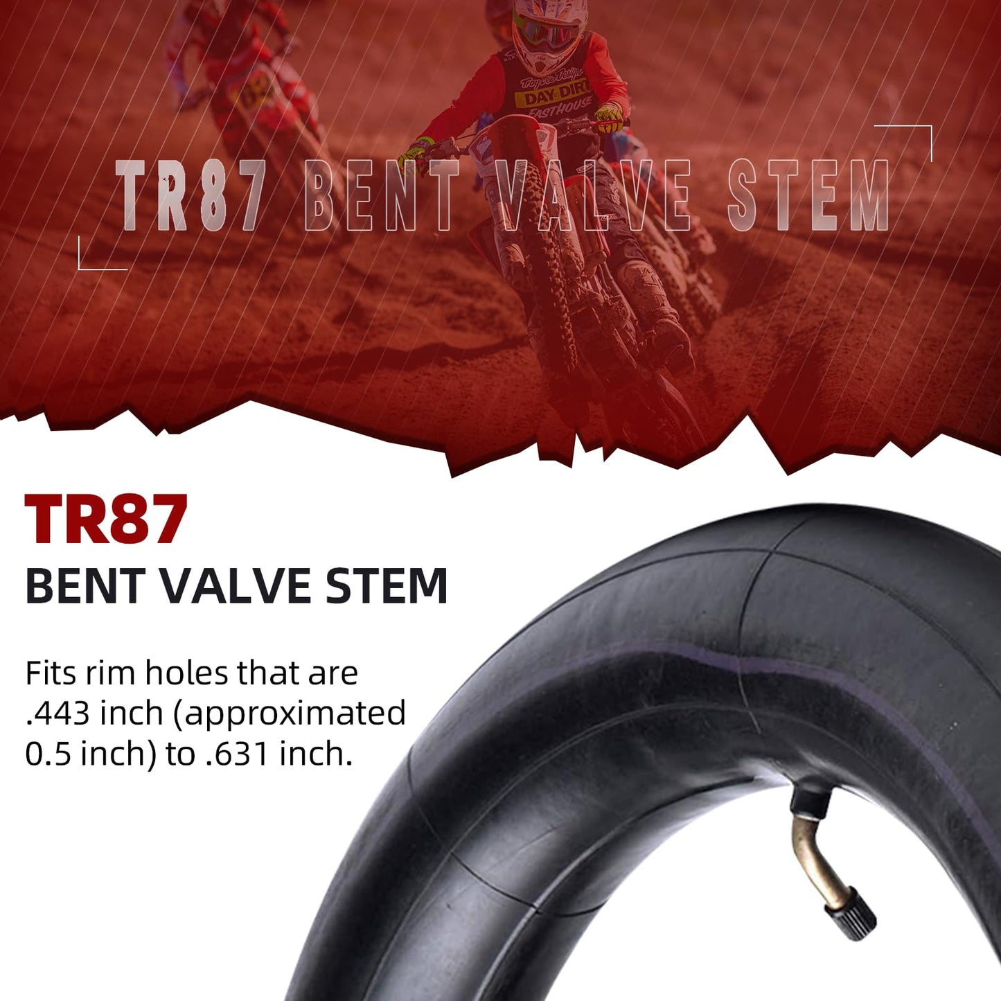 (2 Pack) AR-PRO 3.00/3.50-12" Exact Replacement Dirt Bike Inner Tubes with TR87 Bent Valve Stem - Highly Compatible with Honda CRF50/XR70, Kawasaki KLX 110, and Yamaha TTR90/TTR110