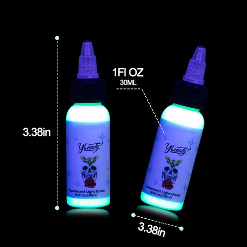 Tattoo Ink Set - Glow in Blacklight UV Tattoo Ink Kit, 16 Color 1oz Professional Tattoo Fluorescent Ink & Tattoo Equipment for Halloween Supplies (1 oz(30ml), 16Color)