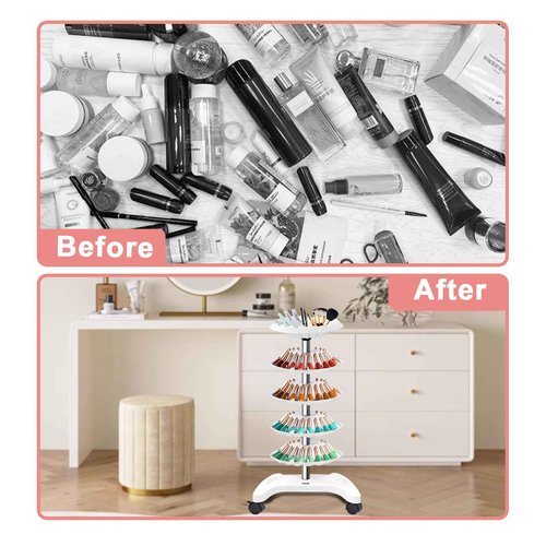Auto Care Nail Polish Organizer,Removable Universal Wheeled Disc Fluted Nail Polish Holder，Large-capacity Six-layer Nail Polish Storage Rack for Nail Salons.