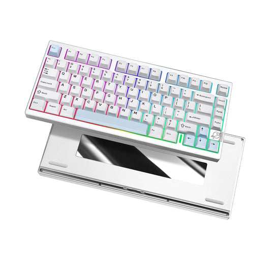 YUNZII AL75 PRO 75% Wireless Mechanical Gaming Keyboard,Full Aluminum CNC,BT/2.4G/Wired,PBT Keycaps,Gasket Mounted Hot Swap,Custom RGB Backlight, Programmable for Mac/Win (Silver, Cocoa Cream V2)