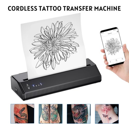 BIOMASER Tattoo Printer Wireless Tattoo Stencil Printer for Tattooing Tattoo Transfer Stencil Machine with 10pcs Transfer Paper, for Artists, Thermal Copier Compatible with Smartphone and Tablet