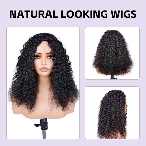 OQ Hair Water Wave Half Wig Human Hair Adjustable Drawstring 180% Density 3 In 1 Beginner Friendly Glueless Wear and Go Half Human Hair Wig for Women 18 Inch