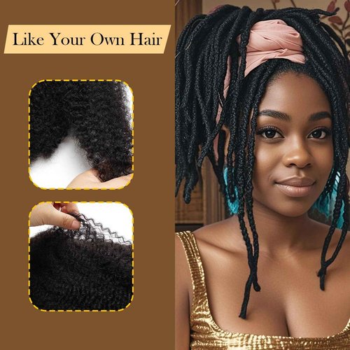 Afro Kinkys Bulk Human Hair 20Inch 60g/pack 100% Natural Black Human Hair For Making Micro Locs, Twists, Braids, Dreadlocks Extensions, Locs Repair, Crochet Braiding Hair