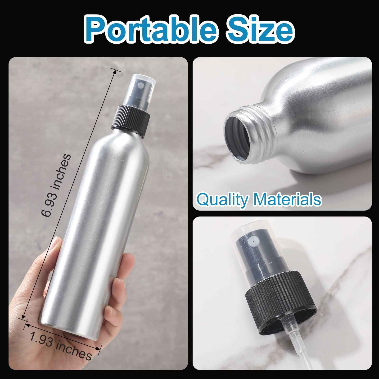 Irenare 24 Pcs Small Spray Bottles Aluminum Fine Mist Spray Bottles Bulk Metal Essential Oil Storage for Perfume Toner Liquid Refillable Pump Vials Atomizer Containers for Room Travel(8 Oz)