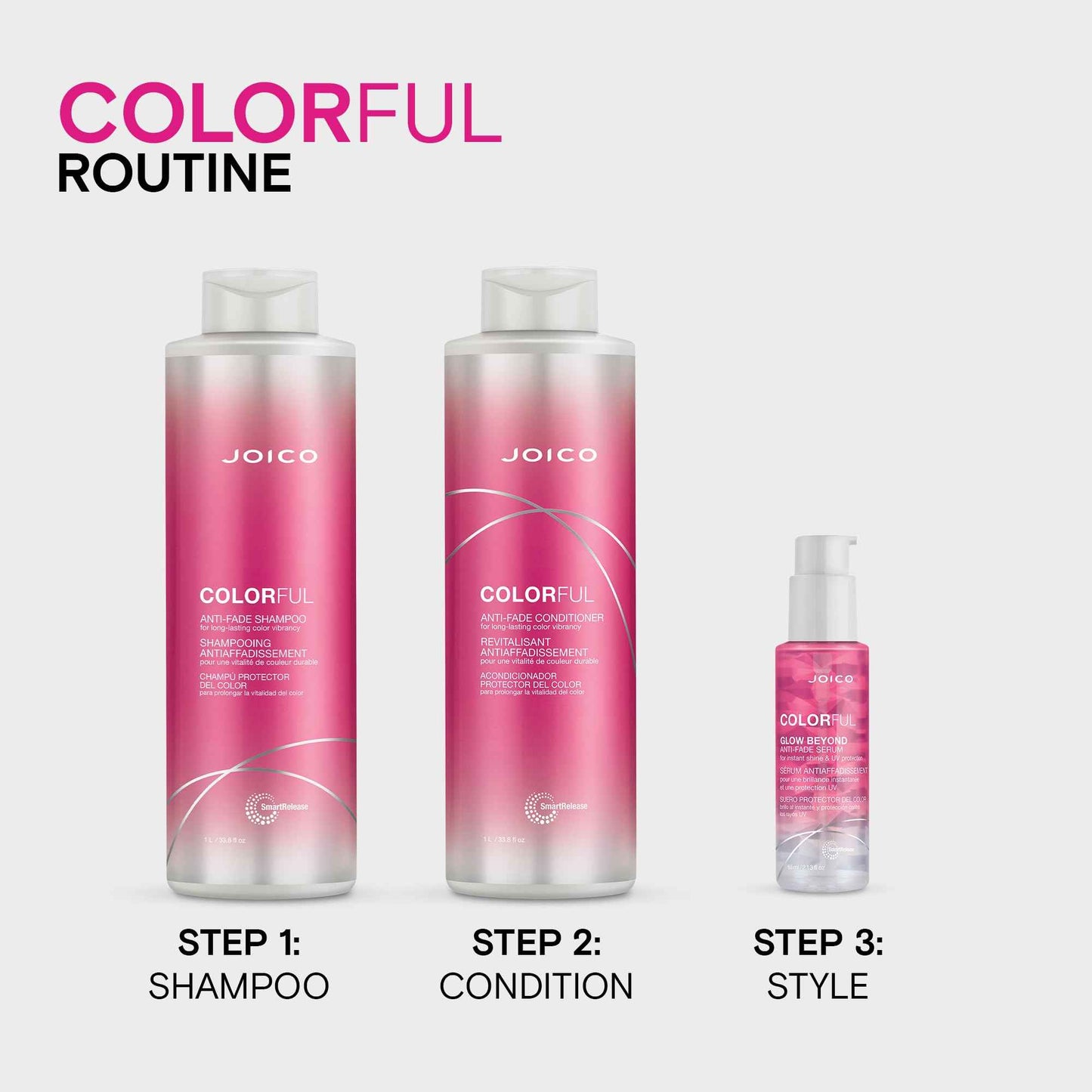 Joico Colorful Anti-Fade Shampoo and Conditioner | For Color-Treated Hair | Preserve Hair Color & Vibrancy Long-Term | Boost Shine & Reduce Breakage | Sulfate Free | With Camellia Oil & Pomegranate