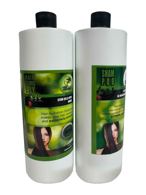 Cirugia Capilar De Celulas Madres De Manzana Con Argan (32 oz + Shampoo) Alisado Perfecto Y natural. (32oz)