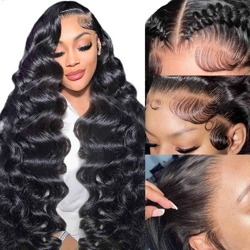 SFD 13x6 Lace Front Wigs Human Hair Pre Plucked 220 Density Hd Transparent Lace Frontal Wigs Human Hair For Women 10a Loose Body Wave Glueless Wigs With Baby Hair 32inch