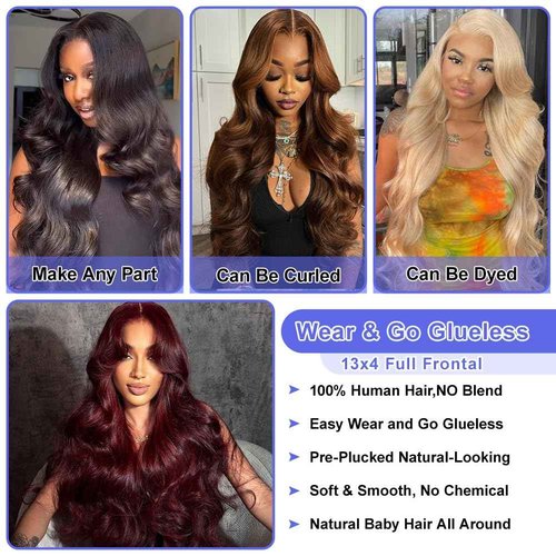 FASCARA 13x4 Body Wave Lace Front Wigs Human Hair For Women HD Transparent Lace Frontal Wigs Human Hair Pre Plucked With Baby Hair 180% Density 9A Glueless Natural Black 22 inch