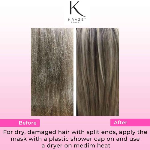 Kraze Beauty Ceramic Keratin Hair Mask - Hydrating Keratin Hair Treatment for Dry, Damaged Hair and Split Ends - Deep Conditioning Hair Mask Repair - 16 Fl.Oz