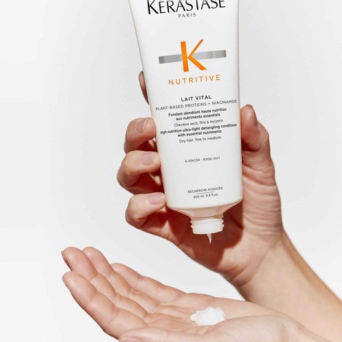 Kerastase Nutritive Bain Satin Shampoo & Lait Vital Conditioner Set For Fine to Medium Dry Hair - Gently Cleanses and Replenishes Moisture With Plant-Based Proteins & Niacinamide