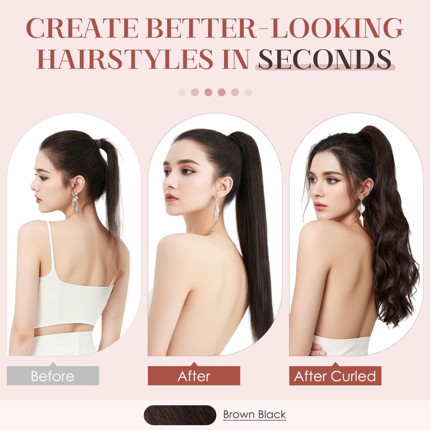 prokyvity Human Hair Claw Clip Ponytail, Claw Clip Human Hair Ponytail,Effortless Application with Secure Hold,Style in Seconds,Quick Styling Solutions for Busy Lives,14"/105g Dark Brown