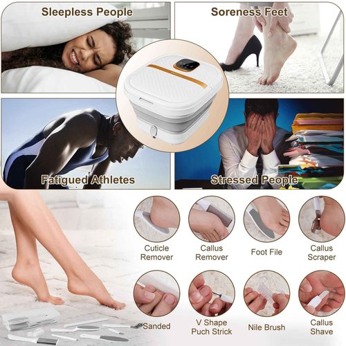 UNIFULL Collapsible Foot Spa Bath with Heat, Touch Screen, Massage Rollers, Bubble, Foot Pedicure Kit, Temperature Control, Foot Spa, Foot Bath Gifts