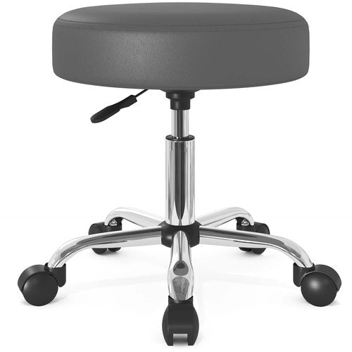 SHA CERLIN Rolling Stool with Wheels Swivel Shop Salon Chair Adjustable Drafting Massage Medical Tattoo Spa with PU Leather Cushioned, Grey