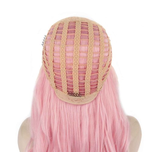 IMSTYLE Pink Lace Front Wigs Long Wavy Synthetic Wig for Women Natural Hairline Mera Cosplay Party Halloween Heat Resistant Hair 26inch