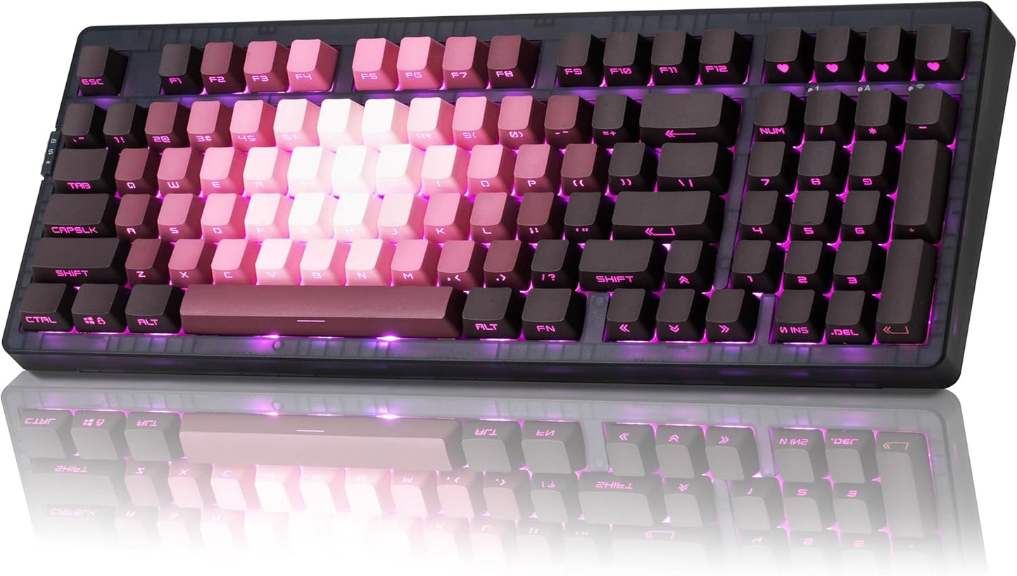 Zornher ZH980 Wireless Mechanical Gaming Keyboard,95% Black & White Hot-Swappable Custom Creamy keyboard With Number Pad,Lighted Up PBT Keycaps,Pre-lubed Linear Switches,RGB Backlit,2.4GHz/USB-C/BT5.0