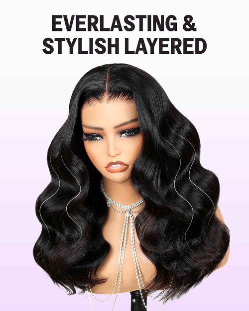 Megalook hair Glueless Wigs Human Hair Pre Plucked Pre Cut 6x6 HD Lace Closure Body Wave Lace Front Wigs Human Hair Pre Bleached Ready to Go Glueless Body Wave Wig 20Inch