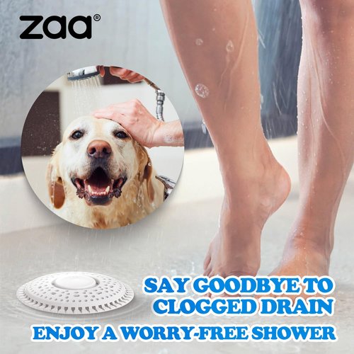 zaa Shower Drain Hair Catcher, 2 Pack Premium Silicone Drain Protector & Shower Drain Cover for Regular Drains of Shower Room and Bathroom, White
