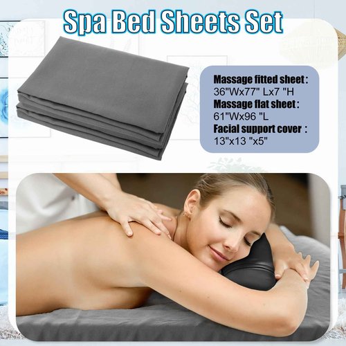 HunnmingRe 5 PCS 73 x 30 Massage Table Warmer with 3 Heat Settings(110v), Microfiber Massage Table Sheets Set Round Bolster Pillow Pad for Spa Bed, Includes Flat Sheet, Fitted Sheet, Face Rest Cover