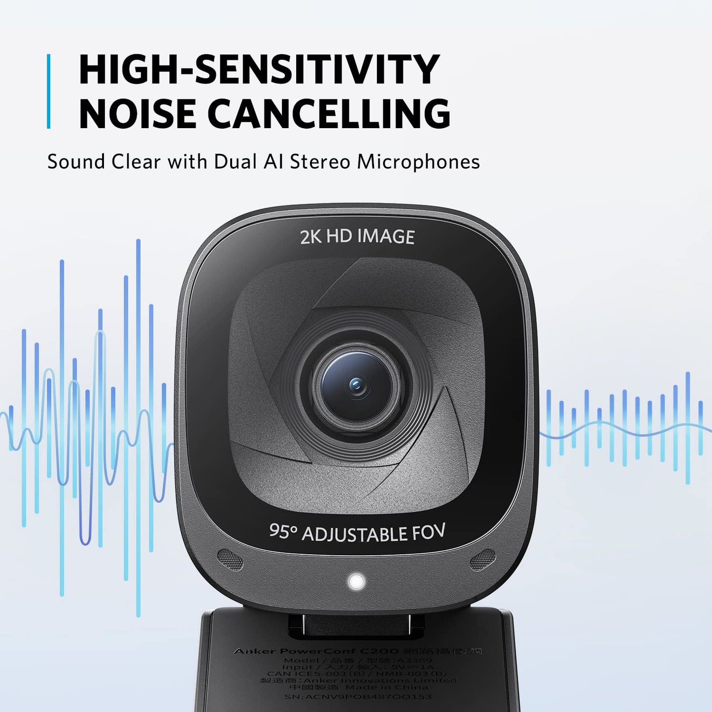 Anker PowerConf C200 2K Mac Webcam & PowerConf S330 USB Speakerphone, Computer Cam for Laptop with AI-Noise Cancelling Mics & Adjustable FoV, Home Conference Mic with AI Voice Enhancement, Plug & Play