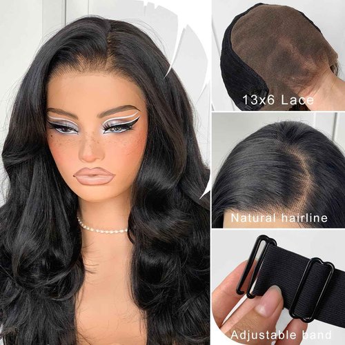 MITIMES Voluminous Feather Layered Hair Flip Out Preplucked Precision-Precut-cut Ready-to-Go Glueless 13x6 HD Synthetic Lace Front Wig Natural Black Wig