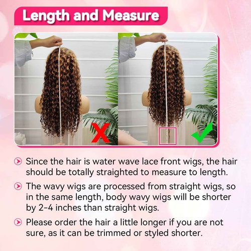 ALSZIQIHR Highlight Ombre 13x4 Lace Front Wig Human Hair Pre Plucked HD Transparent 4/27 Honey Blonde lace frontal Wigs with Baby Hair 180% Density Colored Water Wave Lace Front wig for Women 20 inch
