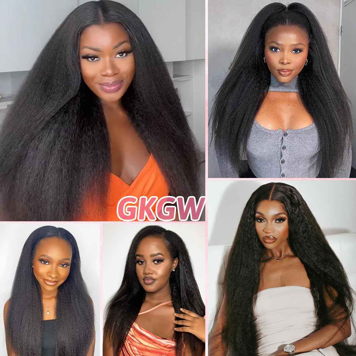 Kinky Straight Clip in Hair Extensions Human Hair for Black Women 8A Brazilian Yaki Real Hair Extensions Clip in Human Hair Full Head Natural Color 8pcs 20 Clips 110g/Set (16 inch)