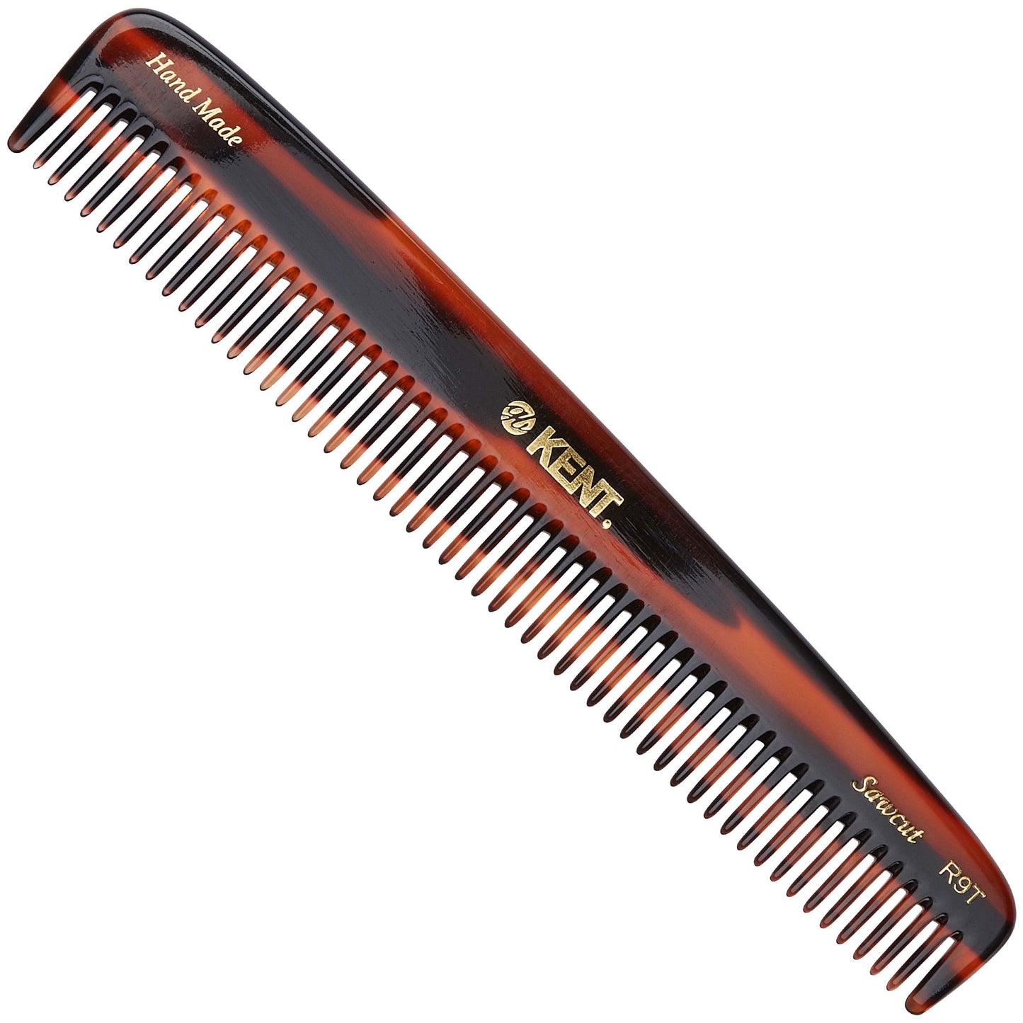 Kent R9T All Coarse Detangling Comb, Wide Teeth Dressing Table Comb for Thick Curly Wavy Hair. Detangler Combs for Grooming Styling Hair, Beard and Mustache. Saw-Cut. Handmade in England