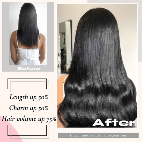 Clip in Hair Extensions Real Human Hair Clip-in Black Hair Extensions 3.9oz/110g Clip ins 100% Brazilian Remy Human Hair for Women Straight 8pcs with 18 Clips Double Weft (22 Inch #1 Jet Black)