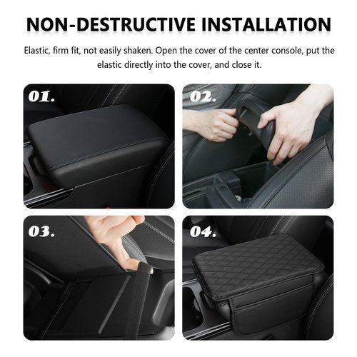 Upgraded Car Center Console Cover,Microfiber Leather Car Armrest Cover Cushion with 2 Storage Bags,Universal Car Armrest Storage Box Car Interior Accessories for Most Vehicles (Cream)