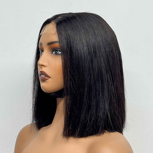 sedittyhair Double Drawn 280 Density Real 2x6 HD Lace Closure Human Hair Wig for Black Women Pre Plucked Middle Part Vietnamese Hair Bob Bone Straight Wig Natural Color 10 inches