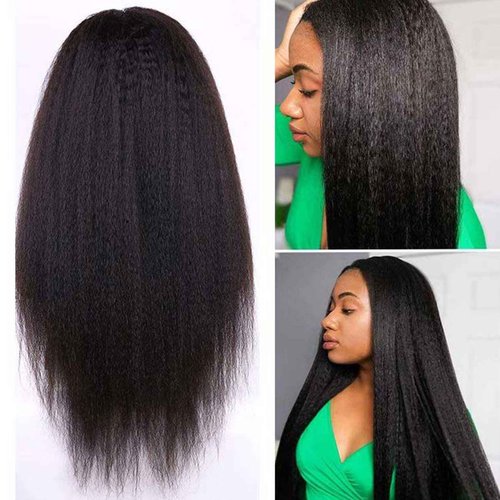 VIVIBABI Hair Lace Front Wigs Kinky Straight 6x4 Wear & Go Glueless Wigs Natural Hairline Pre Cut Lace Closure Wigs Human Hair 180% Density for Women 20Inch