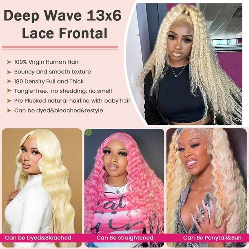 Belaved 28 Inch Wigs Human Hair Blonde Lace Front Deep Wave 613 Blonde 13x6 HD Transparent Curly Real Human Hair 180% Density Pre Plucked Glueless Lace Frontal Wig with Natural Hairline