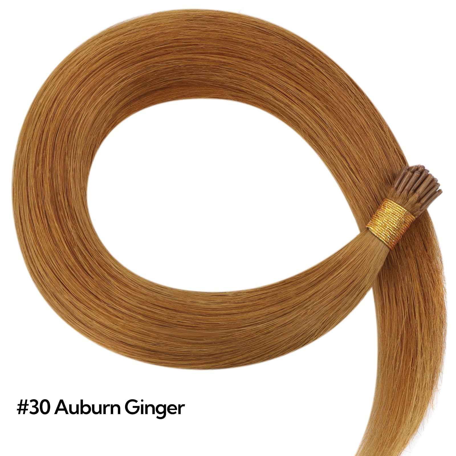HOTBANANA I Tip Hair Extensions Human Hair, 18 Inch 50g 50s Auburn Ginger Pre Bonded ITip Hair Extensions Cold Fusion I Tip Extensions Straight I Tips Hair Extensions