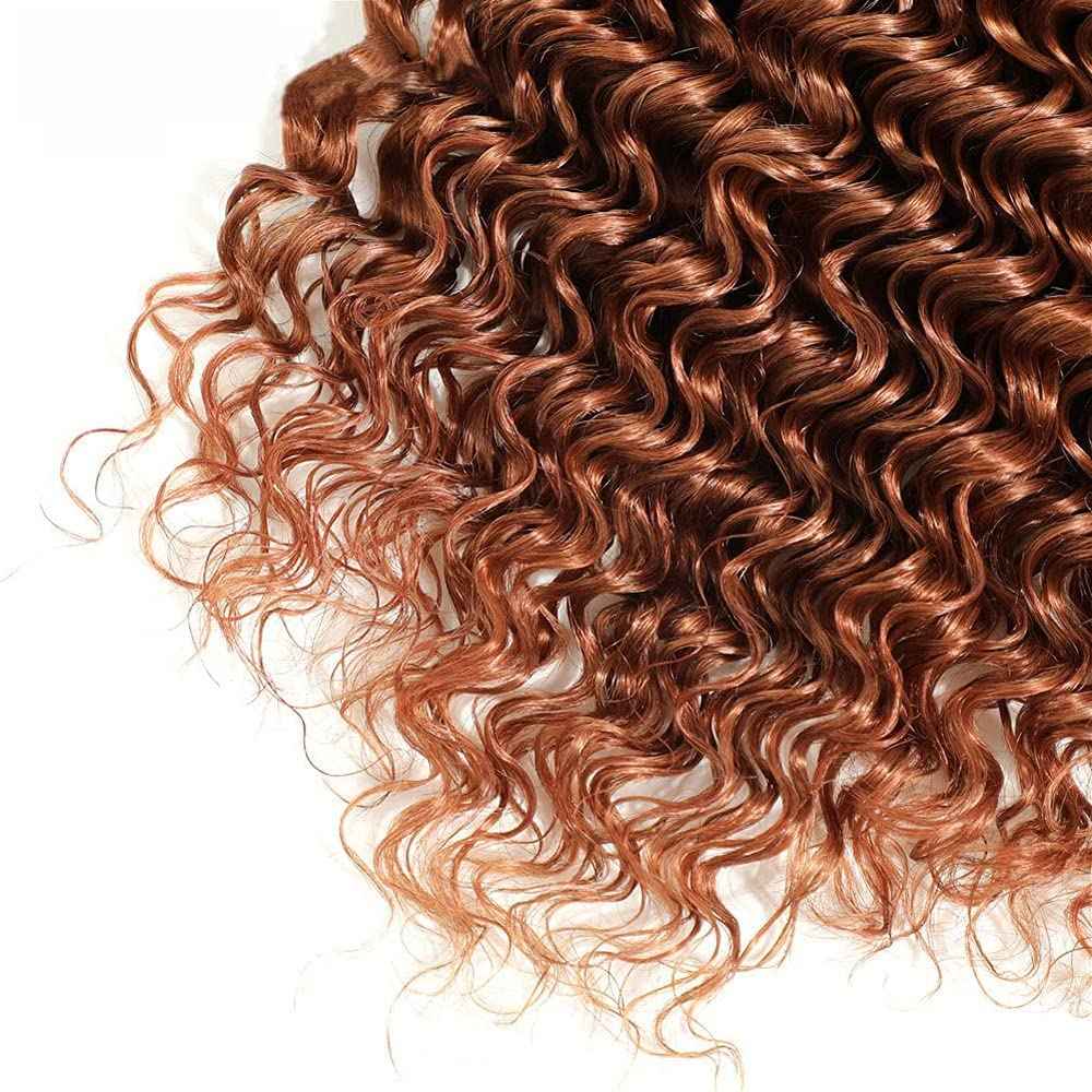 26 28 30 Inch Light Brown Human Hair Bundles Color 30 Deep Wave Bundles Brazilian Virgin Remy Hair Extensions Brown Loose Deep Wave Bundle For Black Women