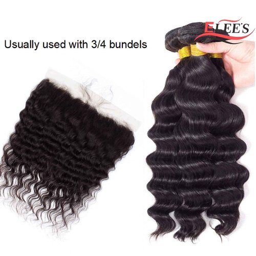ELEE'S HAIR Loose Wave Lace Frontal With Baby Hair Lace Closure 13x4 Ear To Ear Swiss Lace Brazilian Virgin Hair Free Part Natural Color 16 Inch