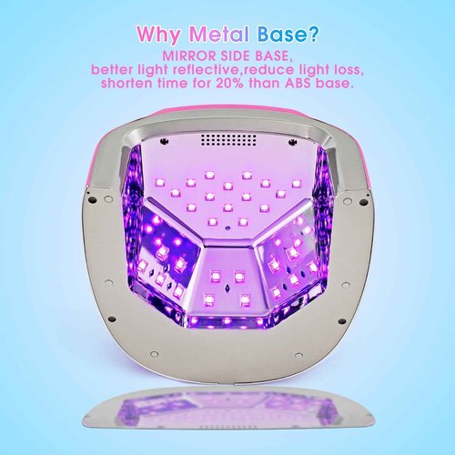 Professional Rechargeable 96W UV LED Portable Cordless UV Light for Nail Lamp Machine with Metal Base, Auto Sensor and 4 Timer Settings, Salon Quality UV Nail Light(Blue&Purple)