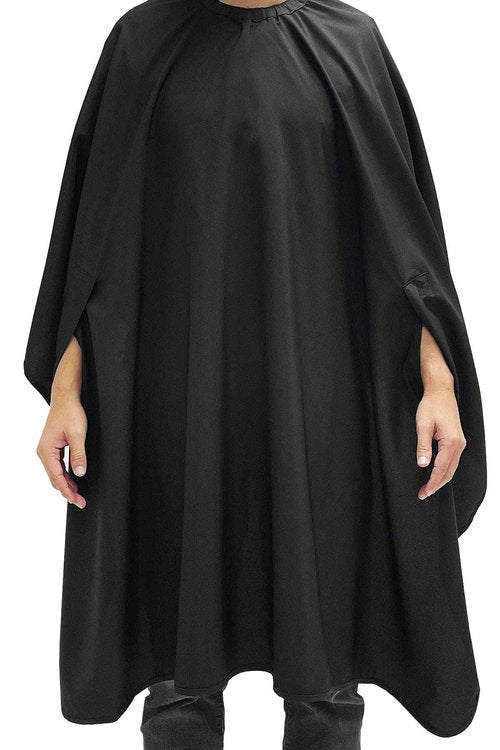 Barber Strong The Barber Cape Haircut Cover for Men, Hands Free, Hair Repelling and Static-Reducing Material, Flexible Elastic Neckband, Water Resistant Fabric, Oversized for Complete Coverage - Black