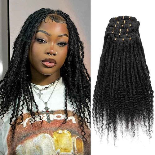 Originea 0.6cm 6-18 Inch 100% Human Hair Dreadlock Extensions Curly Ends Loc Extensions Human Hair For Women/Kids Handmade Permanent Loc Extensions Can Be Dyed Bleached Curled 1B# 10 inch 30 Strands