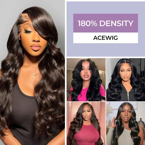 AceWig 30 Inch Body Wave Lace Closure Wigs Human Hair 180% Density 5X5 Lace Closure Human Hair Wig Pre Plucked with Natural Hairline Small Knots for Black Women