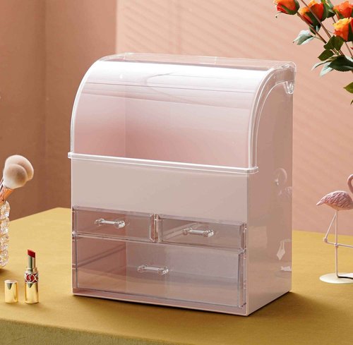 MOOCHI Professional Large Cosmetic Makeup Organizer Dust Water Proof Cosmetics Storage Display Case with Drawers